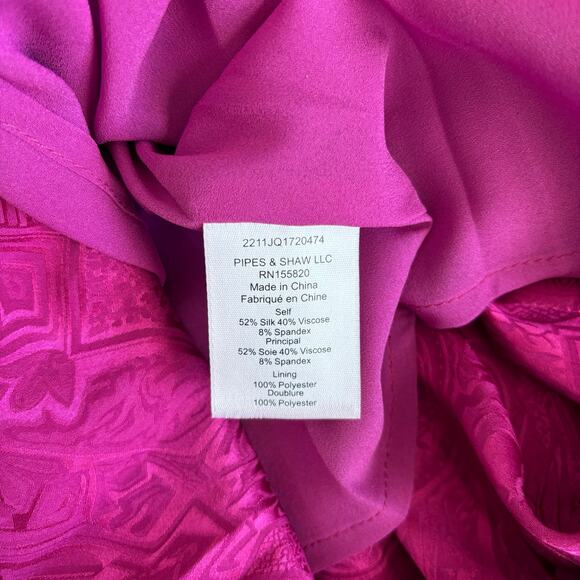 Veronica Beard Weiss Magenta Pink Wrap Silk Blend Jacquard Midi Dress Size 6 NWT - Picture 8 of 12